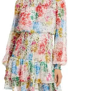 Aqua Floral Dress with Multicolor Design